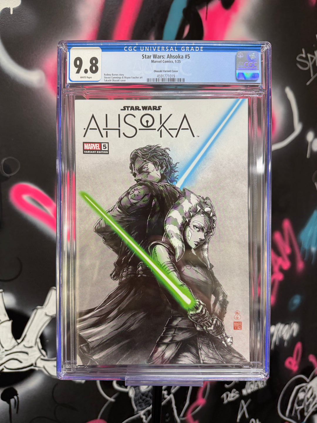 STAR WARS AHSOKA #5 TAKASHI OKAZAKI LIMITED EDITION TRADE CGC 9.8