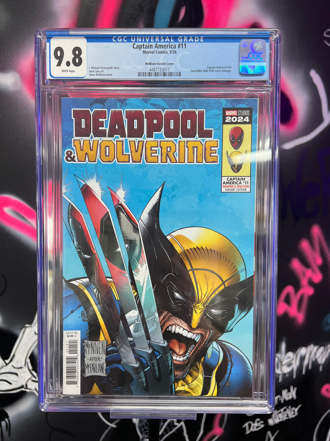 CAPTAIN AMERICA 11 STEVE MCNIVEN DEADPOOL & WOLVERINE WEAPON X-TRACTION CGC 9.8