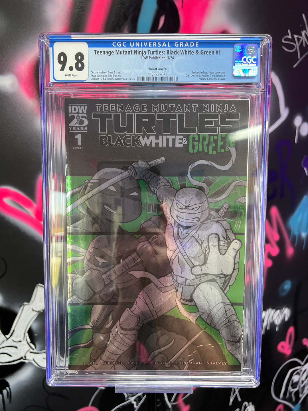 Teenage Mutant Ninja Turtles: Black, White, and Green #1 RI 1:10 Foil CGC 9.8