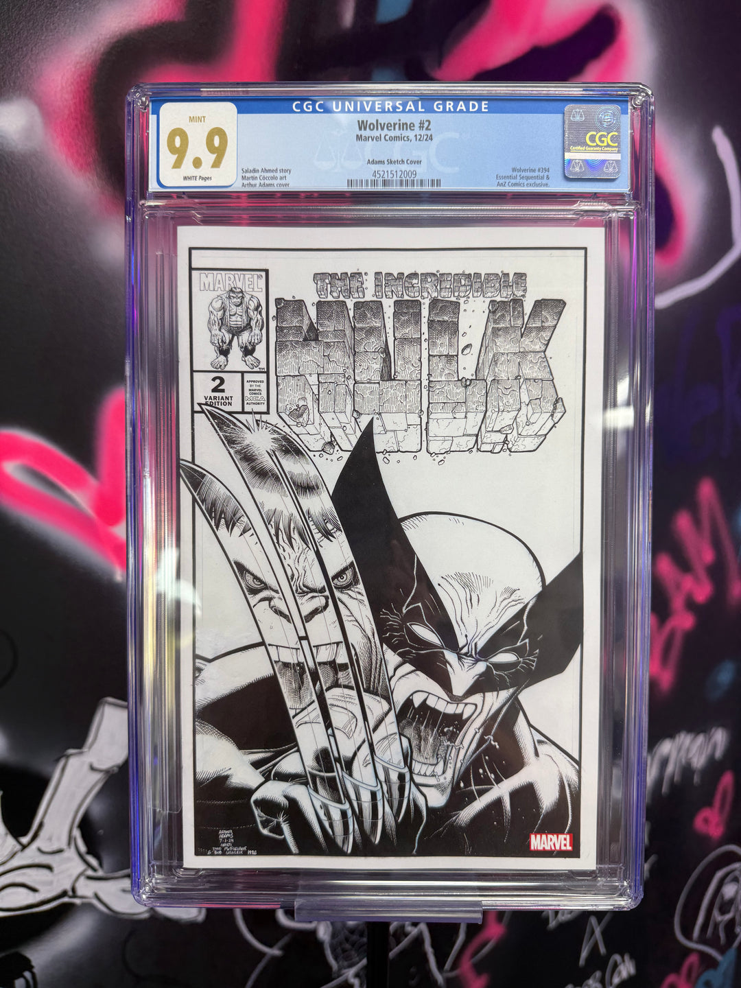 WOLVERINE #2 ART ADAMS NYCC EXCLUSIVE HULK 340 HOMAGE SKETCH CGC 9.9