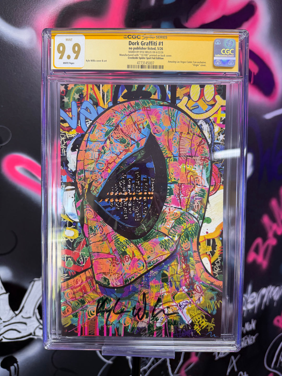 Spider-Man Graffiti #1 Kyle Willis Exclusive Cityscape Vision Embossed Foil CGC 9.9 Signed