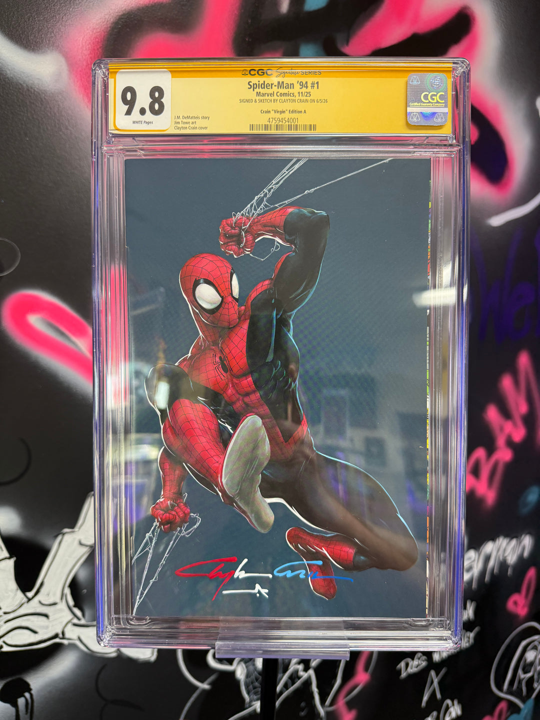 Spider-Man 94 #1 Crain Exclusive Patriotic Star Remarque Signature CGC 9.8