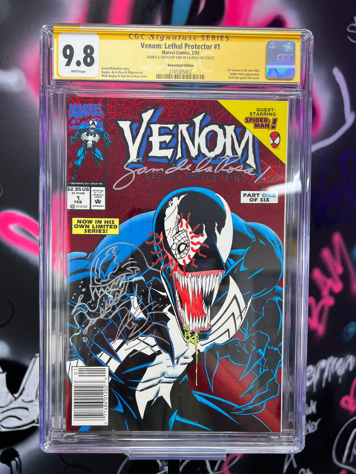 Venom Lethal Protector #1 Newsstand CGC 9.8 SS Signed & Sketched