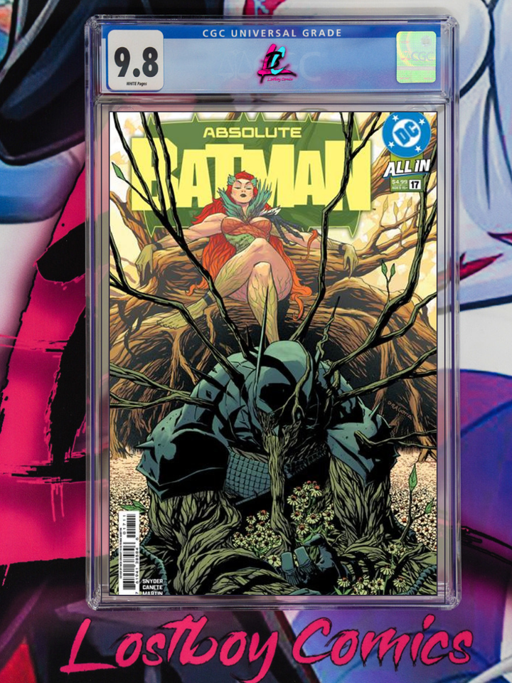 Comic book cover of 'Absolute Batman' with CGC grading label on a colorful background