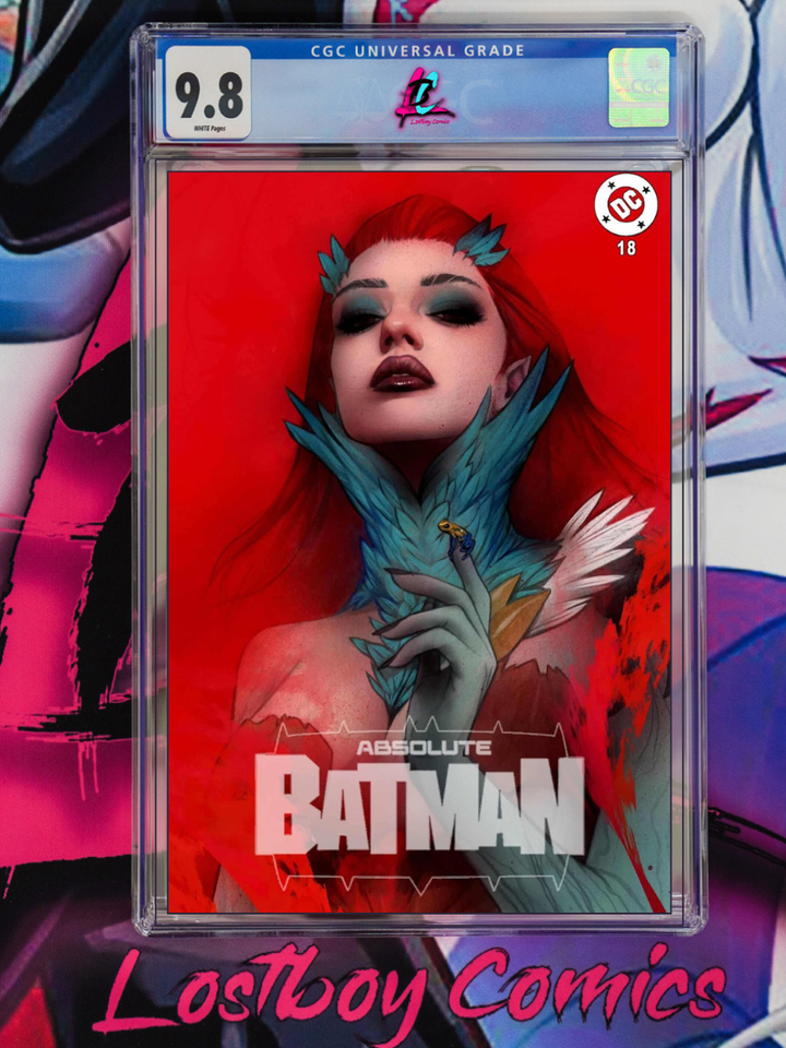 Comic book cover of 'Absolute Batman' with a CGC grading label on a colorful background.