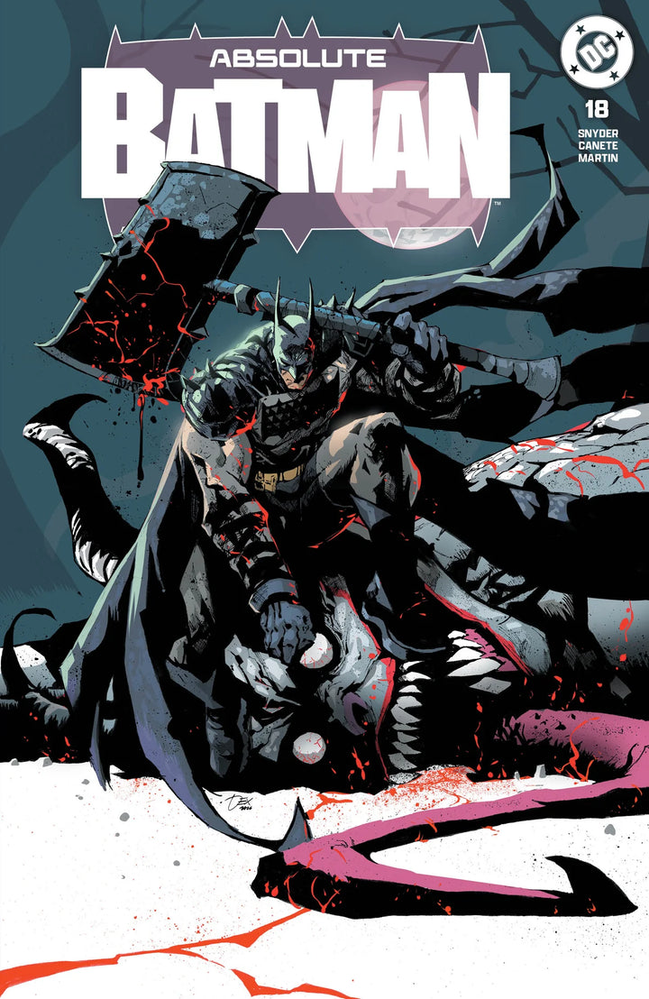 Comic book cover featuring a superhero in a dynamic pose with splashes of red and black.