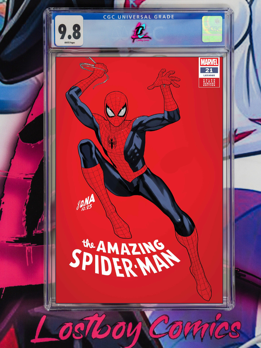 Comic book cover of 'The Amazing Spider-Man' with a CGC grading label on a colorful background.