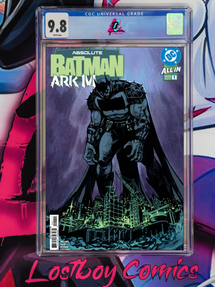Comic book cover of Absolute Batman Aric IV in a CGC grading case with 'LostBoy Comics' branding.