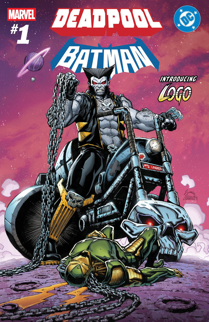 Comic book cover featuring a character on a motorcycle with text about introducing Logo.