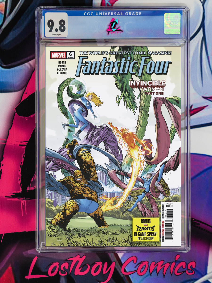 Comic book cover of 'Fantastic Four' with CGC grading label and LostBoy Comics branding.