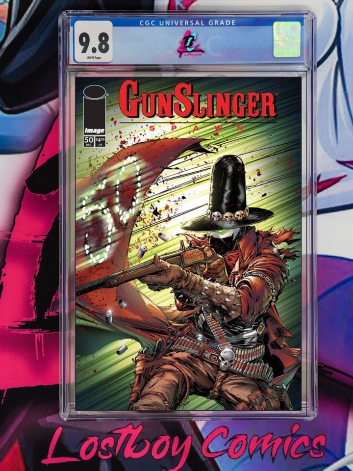 Comic book cover of 'Gunslinger' with CGC grading label and 'Lostboy Comics' branding.
