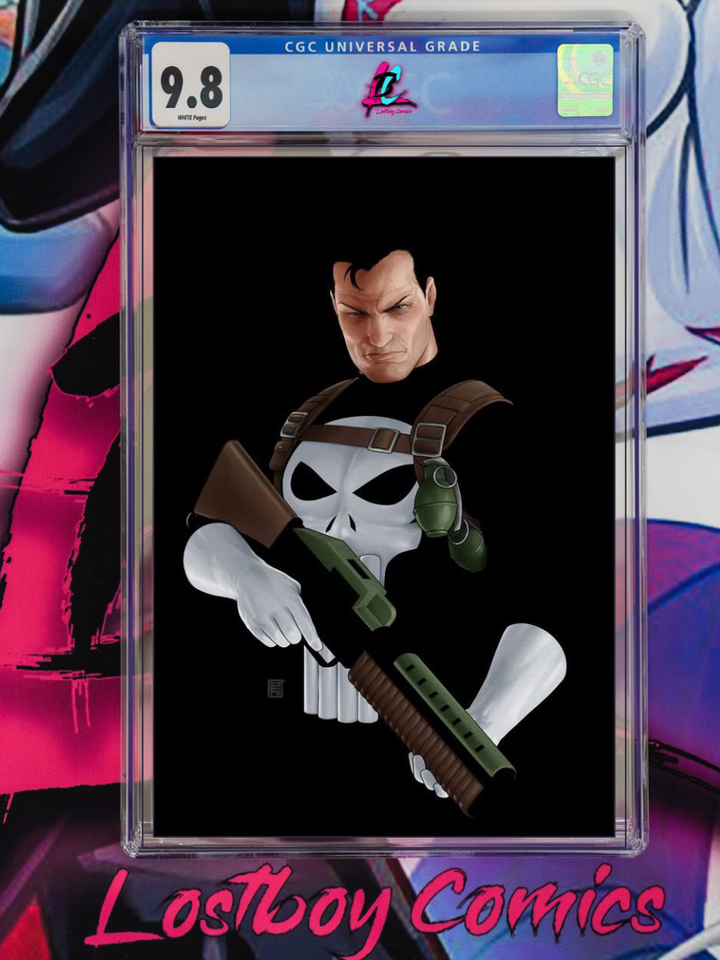 Comic book cover with a character holding a gun, framed by 'Lostboy Comics' branding.