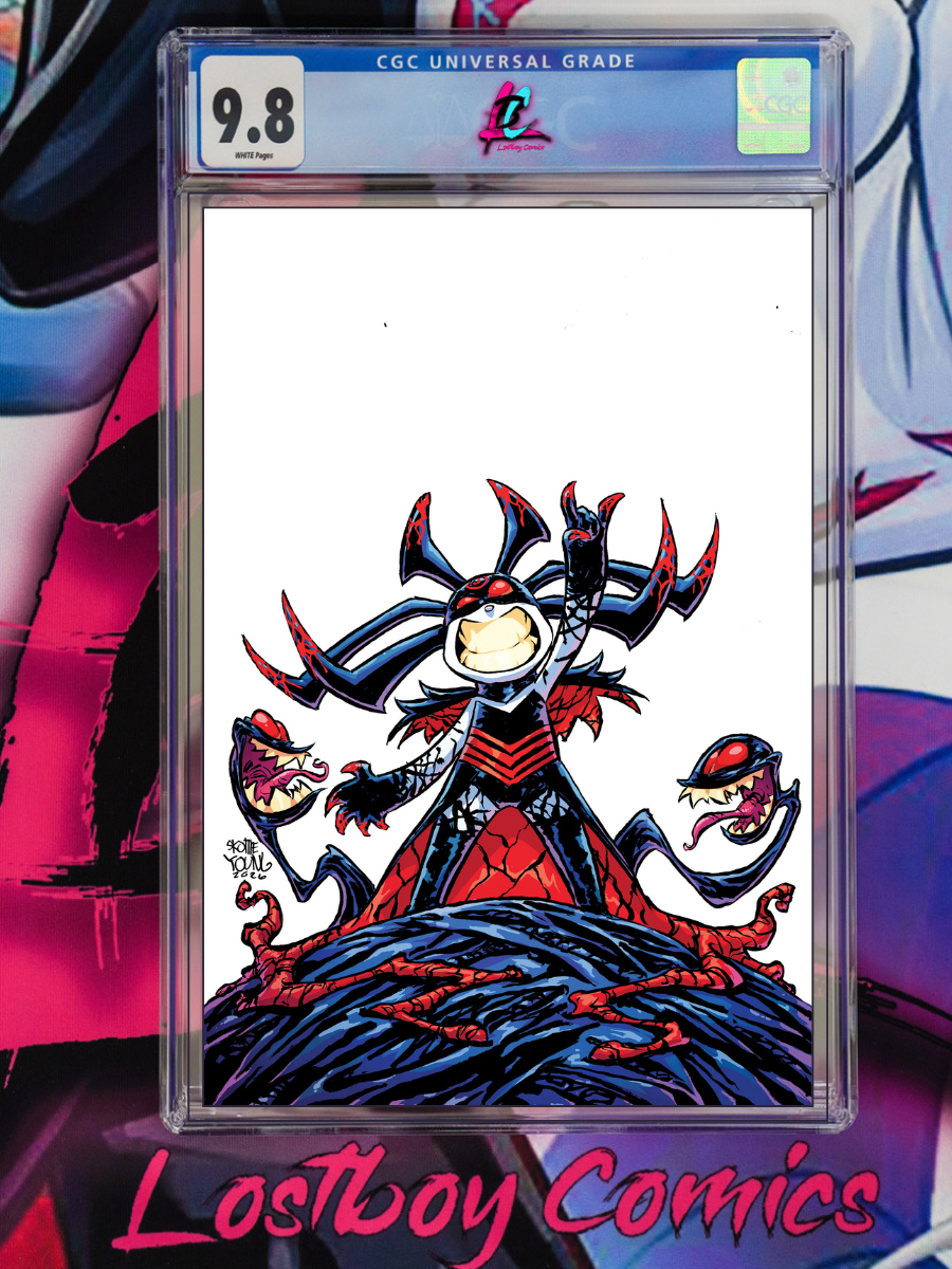 Comic book cover with a character in a red and black outfit, graded 9.8 by CGC, featuring 'Lostboy Comics' branding.