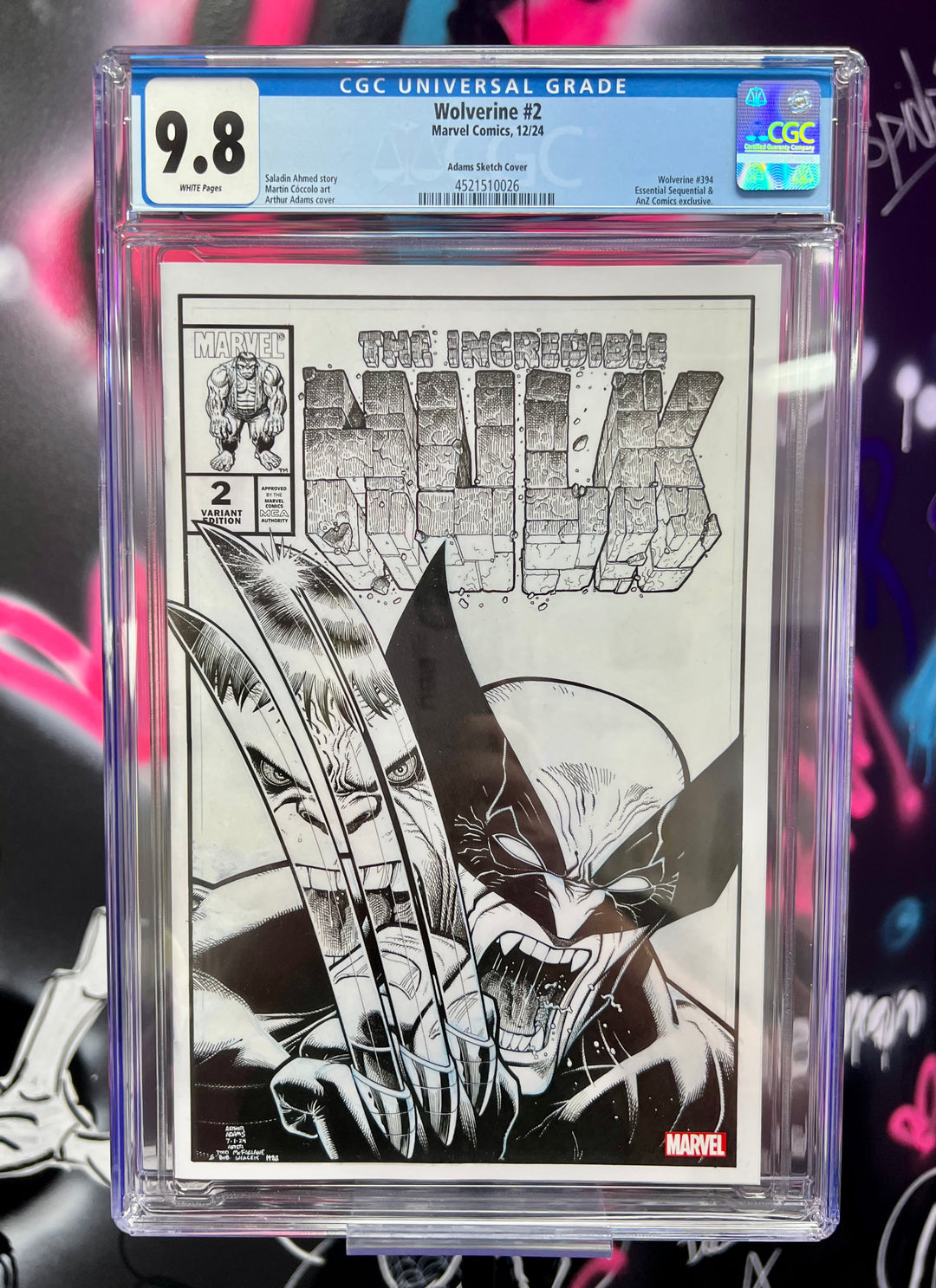 WOLVERINE #2 ART ADAMS NYCC EXCLUSIVE SKETCH HULK 340 HOMAGE CGC 9.8