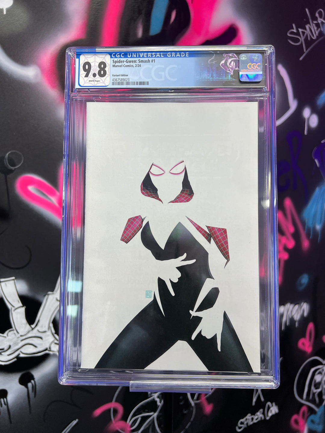 SPIDER-GWEN: SMASH 1 JOHN TYLER CHRISTOPHER NEGATIVE SPACE VIRGIN CGC 9.8